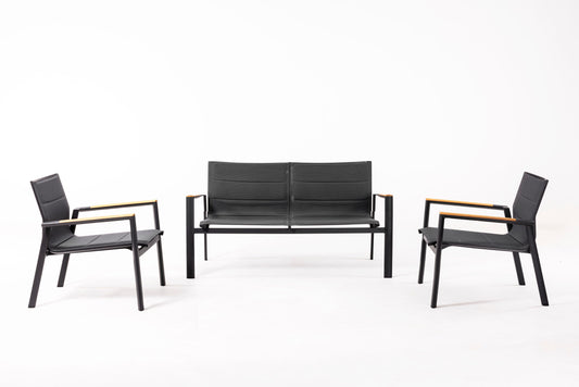 3-PC: Atlas Padded Love Seat & 2 Club Chairs