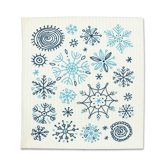 Set of 2 Allover Snowflakes Swedish Sponge Cloth