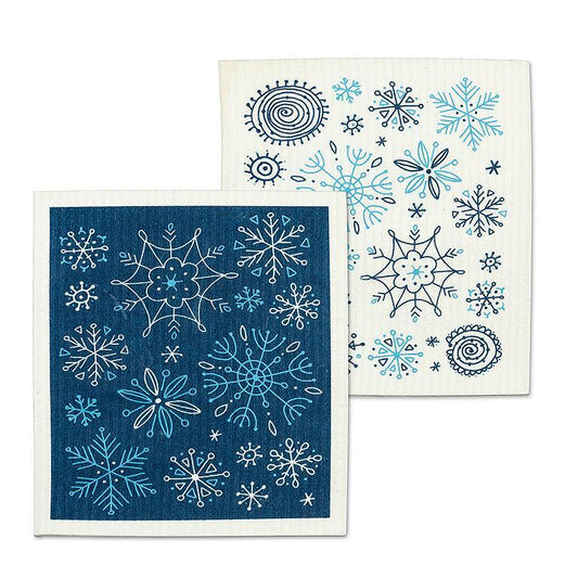 Set of 2 Allover Snowflakes Swedish Sponge Cloth