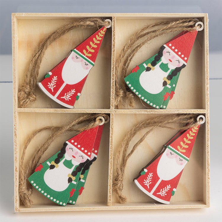 Painted Wood Mini Scandi Doll Ornaments