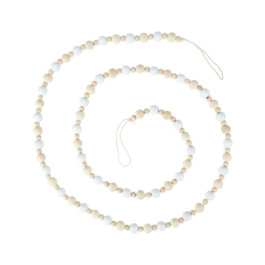 White and Natural Wood Bead Garland
