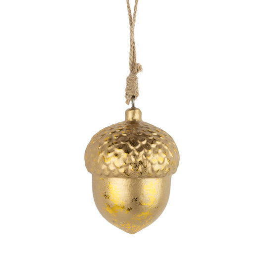 Hollow Wood Gold Acorn Ornament