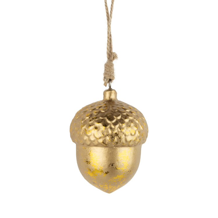 Hollow Wood Gold Acorn Ornament
