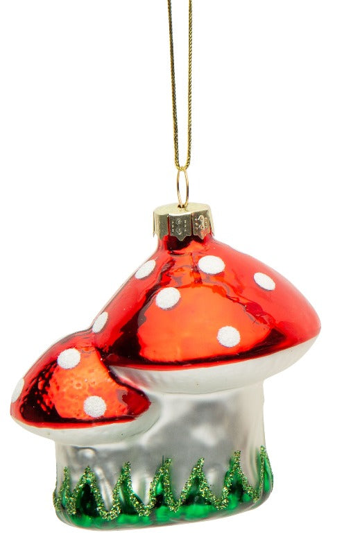 Blown Glass Double Mushroom Ornament