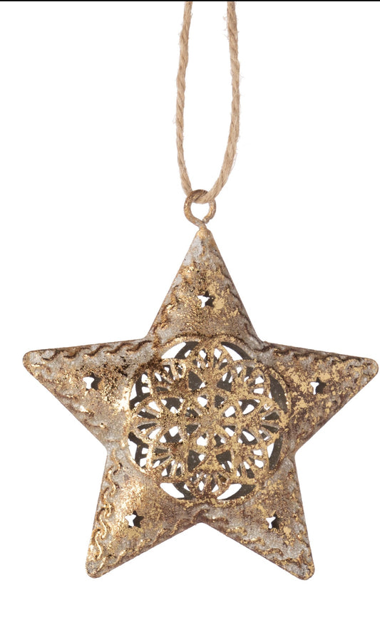 Gold Star Metal Filigree Ornament
