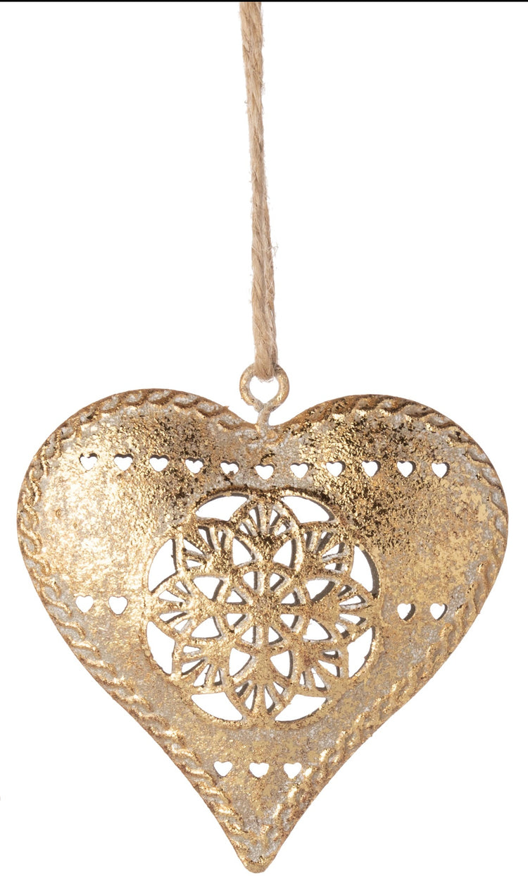 Gold Heart Metal Filigree Ornament
