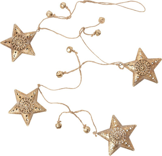 Garland Gold Metal Filigree Stars and Bells - 37.5"