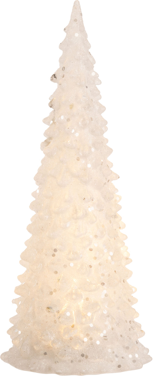 White LED Christmas Tree with Silver Glitter, Small