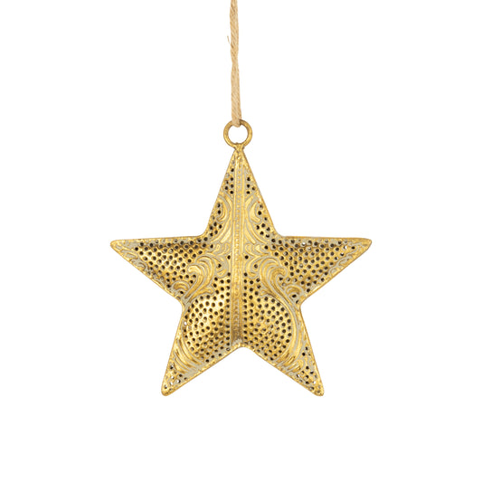 Antique Gold Filigree Metal Star Ornament