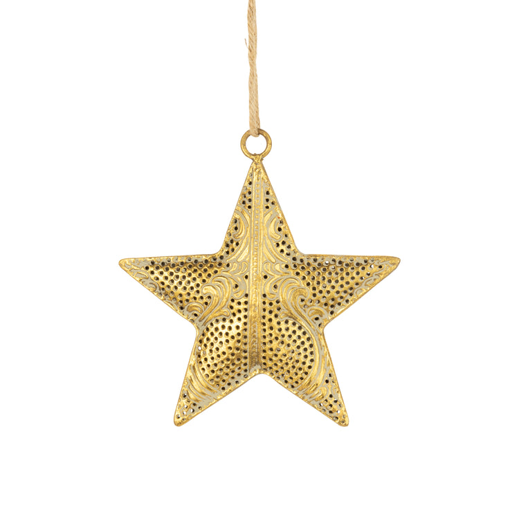 Antique Gold Filigree Metal Star Ornament