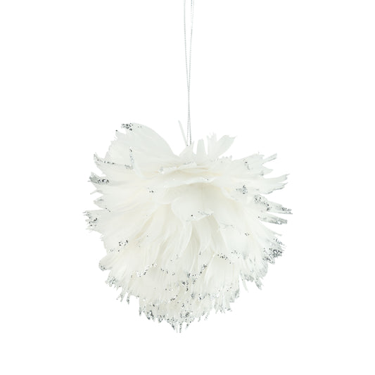 White and Silver Feather Ornament