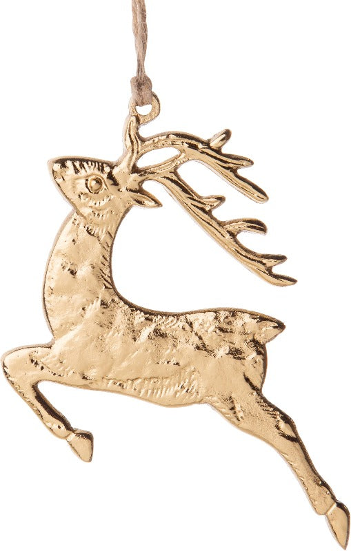 Cast Metal Leaping Reindeer Ornament