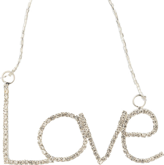 Silver LOVE Ornament in Clear Rhinestones