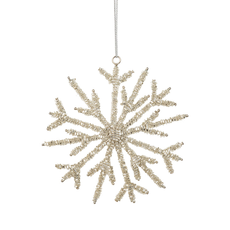 Pale Gold Glass Bead Snowflake Ornament