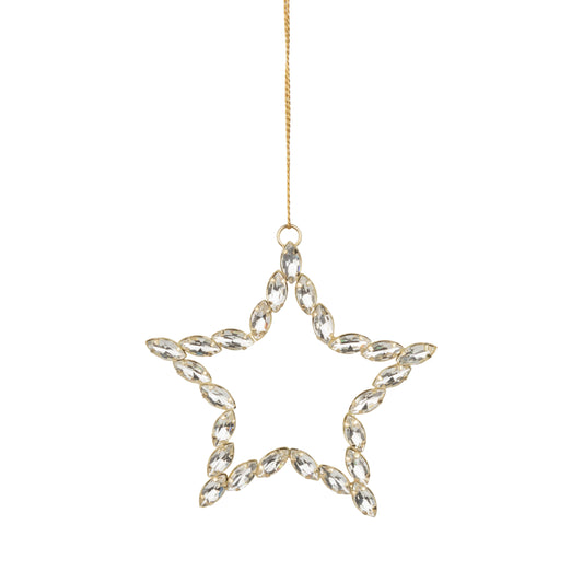 Clear Glass Jewel Gold Star Ornament