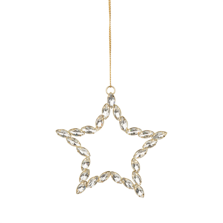 Clear Glass Jewel Gold Star Ornament