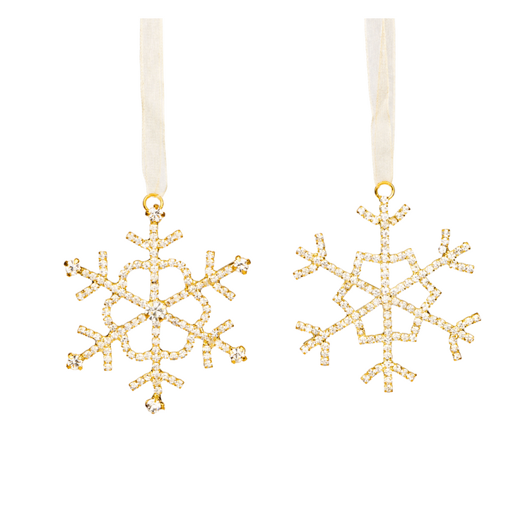 Assorted Clear Rhinestone Gold Snowflake Ornament