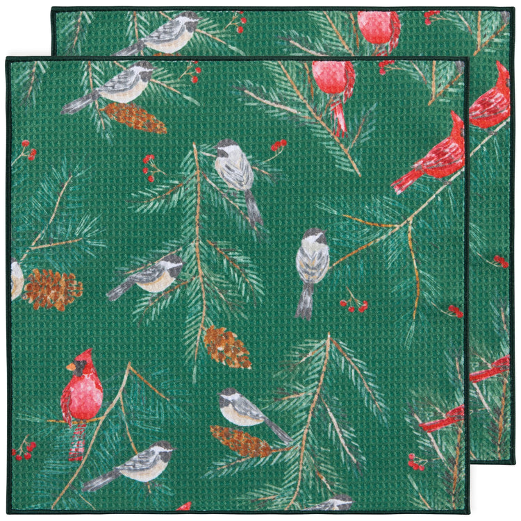 Set of 2 Birds & Boughs Recycled Microfibre Dishcloths