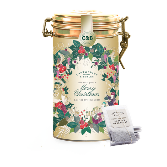 Cartwright & Butler Merry Christmas Tin with English Breakfast Teabags