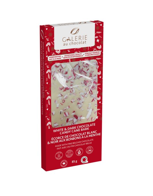 Galerie au Chocolat White & Dark Chocolate with Peppermint & Candy Cane Bark Bar