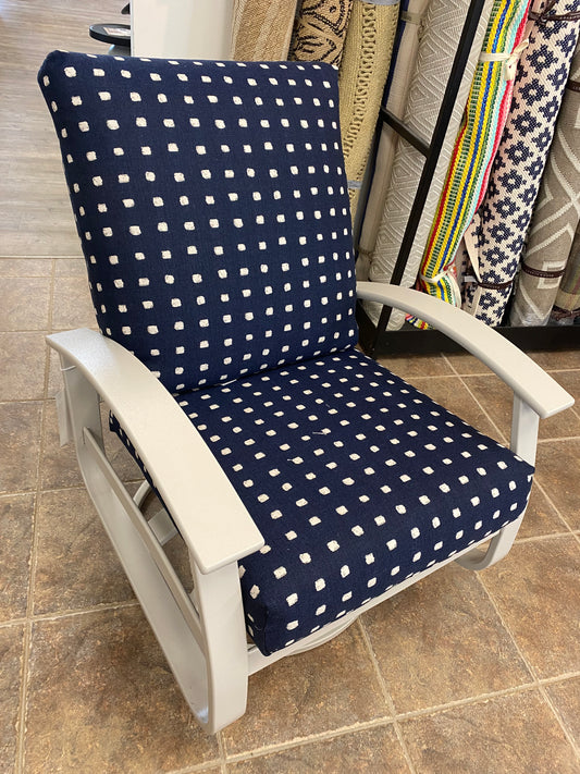 Belle Isle Cushion Swivel Rocke, Kuno II Indigo/Warm Grey