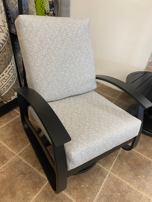 Belle Isle Cushion Swivel Rocker, Heather Pewter/Black