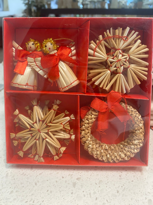 Set of 12 Straw Ornaments