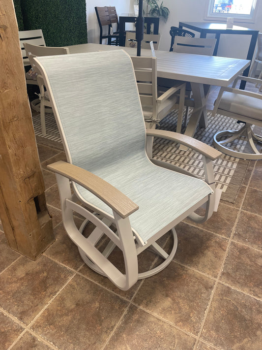 Belle Isle Sling Swivel Rocker Chair, Winter/Warm Grey