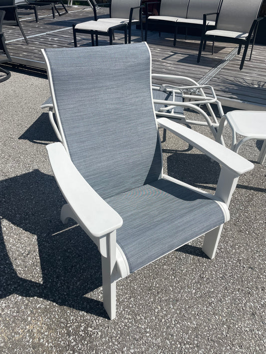Adirondack Chat Arm Chair, Blueprint/Snow