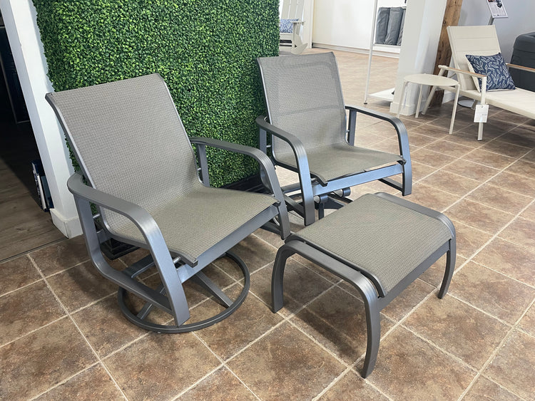 3-PC Soho Swivel Rockers & Belle Isle Sling Ottoman