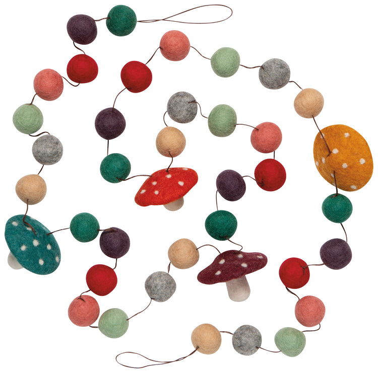 Mushroom Gems Felt Garland