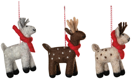 Assorted Artic Deer Felt Ornament