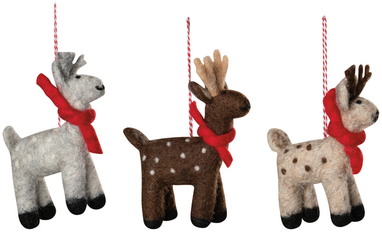 Assorted Artic Deer Felt Ornament