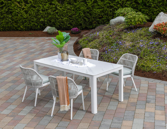 Hampshire Sintered Stone 71''x36'' Dining Table, Glacier White/White