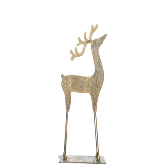 Metal Reindeer Table Piece, Verdigris with Gold Finish