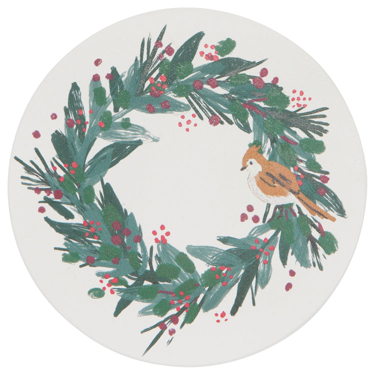Set of 4 Wreaths Soak Up Christmas Coasters