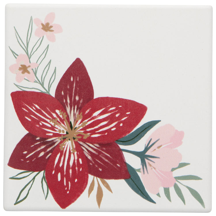 Set of 4 Amaryllis Christmas Soak Up Coasters