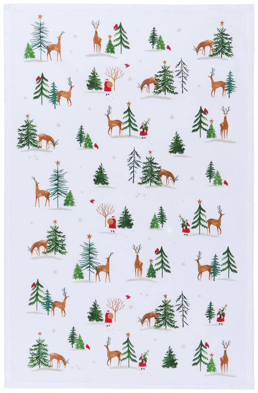 Santa's Reindeer Christmas Dishtowel