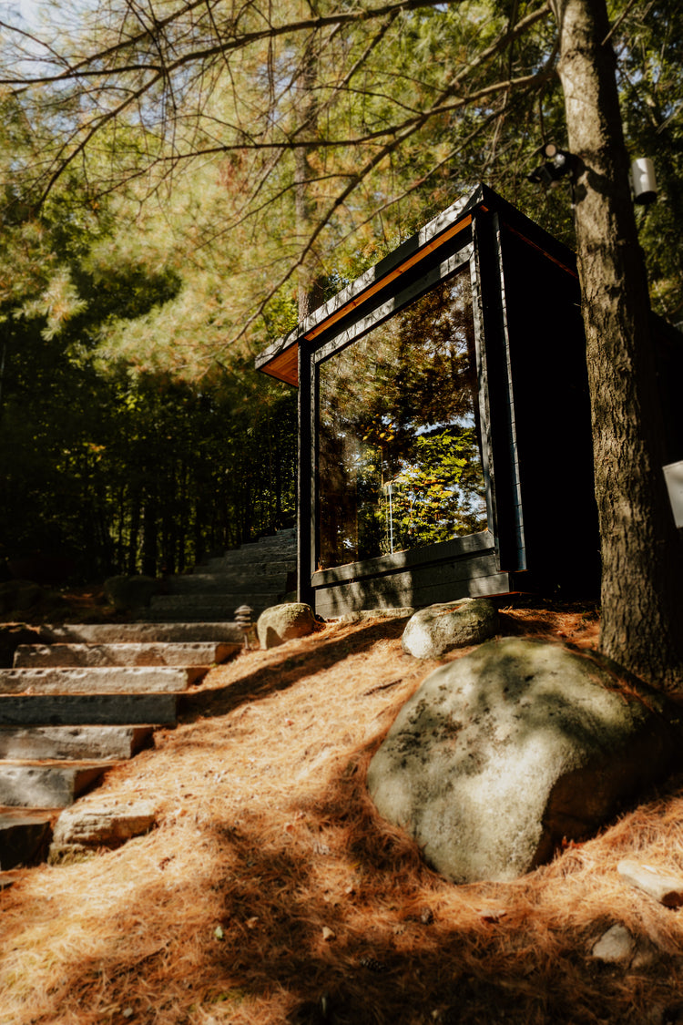 8' Red Cedar Modern Panoramic Sauna With 2' Porch