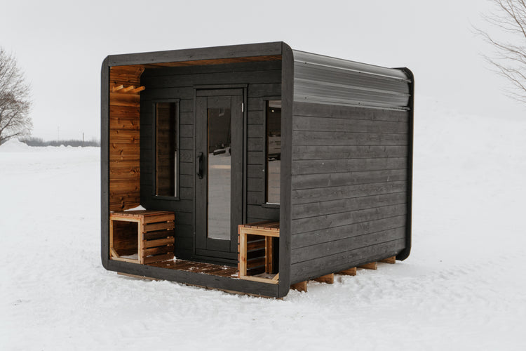 6' Red Cedar Cube Sauna With 2' Porch
