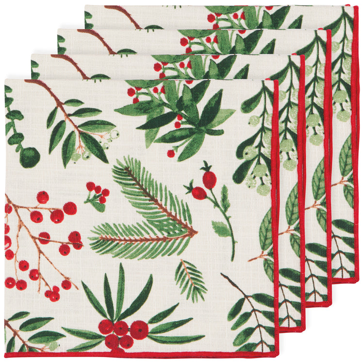 Set of 4 Winterberry Christmas Napkins