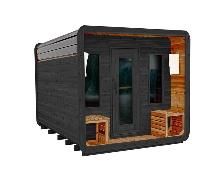 8' Red Cedar Cube Sauna With 2' Porch
