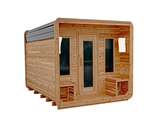 8' Red Cedar Cube Sauna With 2' Porch