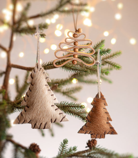Leather Beaded Tree Ornament