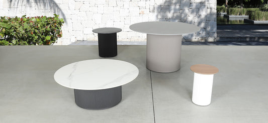 Roman 48" Round Dining Table, Carrara White/Linen