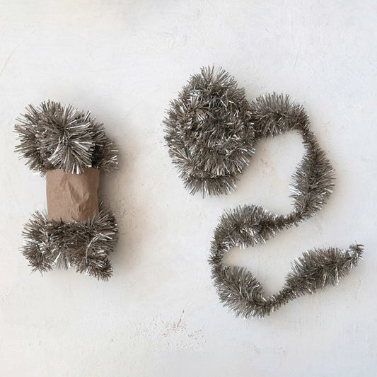 Tinsel Garland, Antique Silver Finish