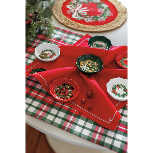 Set of 6 Wreaths Shaped Christmas Pinch Bowls
