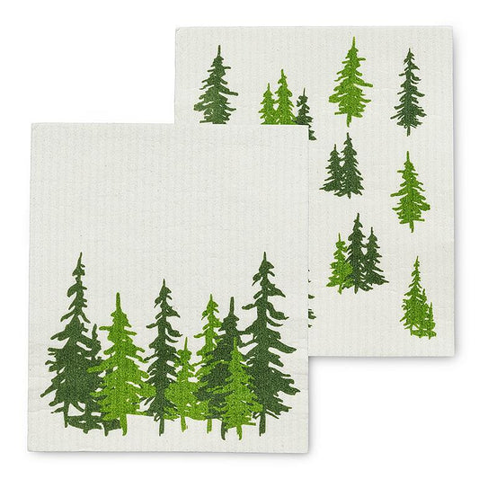 Set of 2 Evergreen Forest Swedish Sponge Cloth
