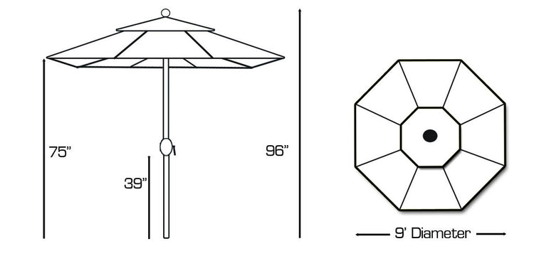 Galtech 9' RD Umbrella w/Auto Tilt