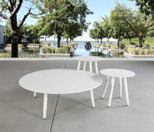 Geo 23" Round Side Table, White